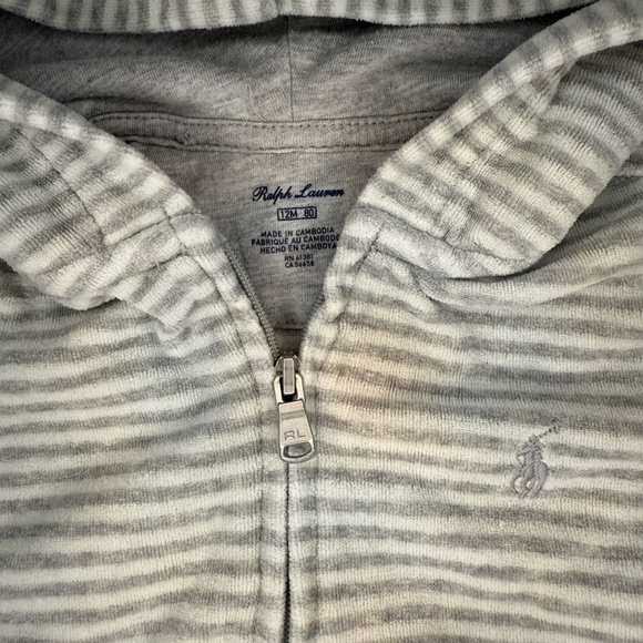 Infant Ralph Lauren Striped Kids Zip Up Hoodie - Picture 2 of 4